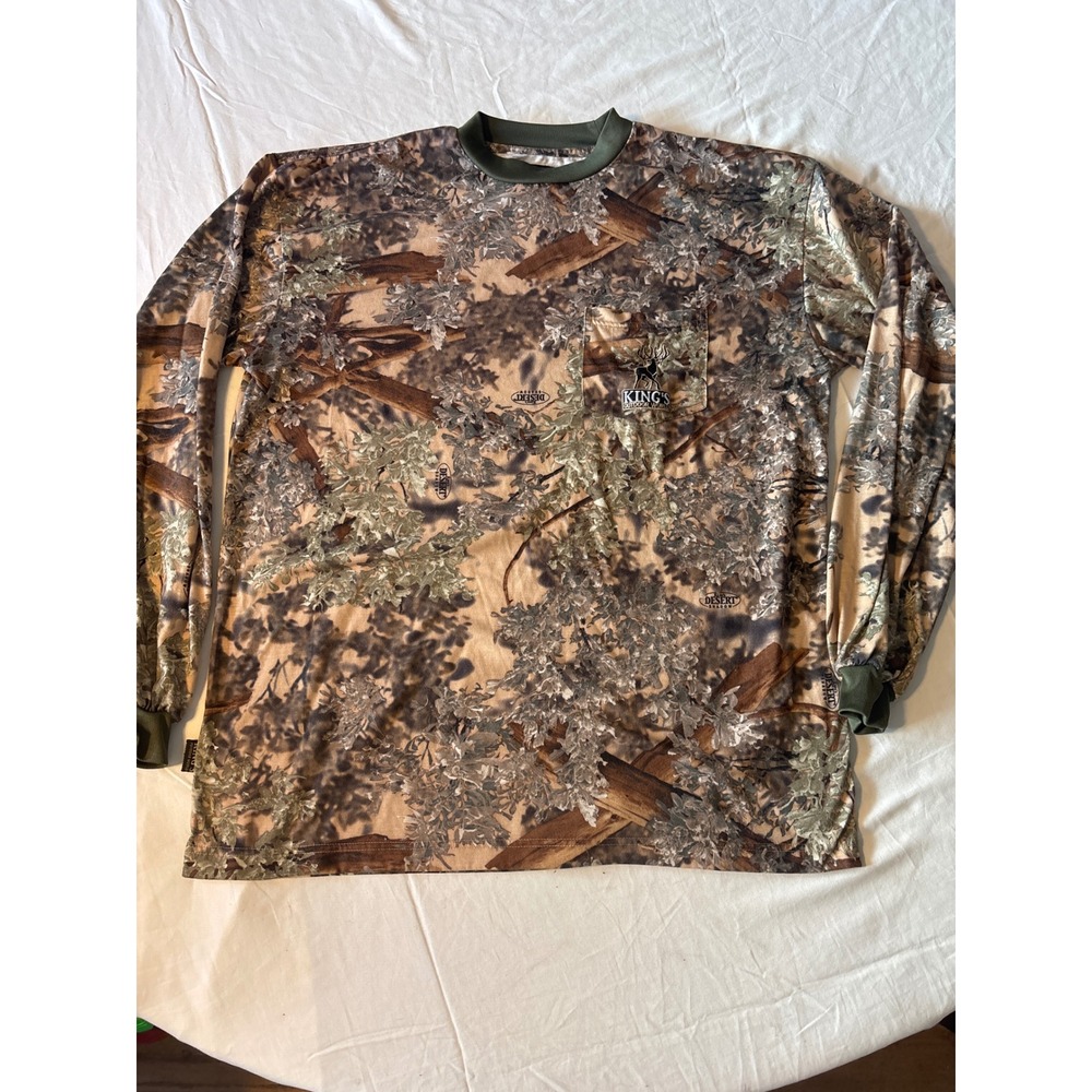 King's Camo Long Sleeve Hunting Shirt‎ Mens Large Desert Shadow Camo  Pocket Tee